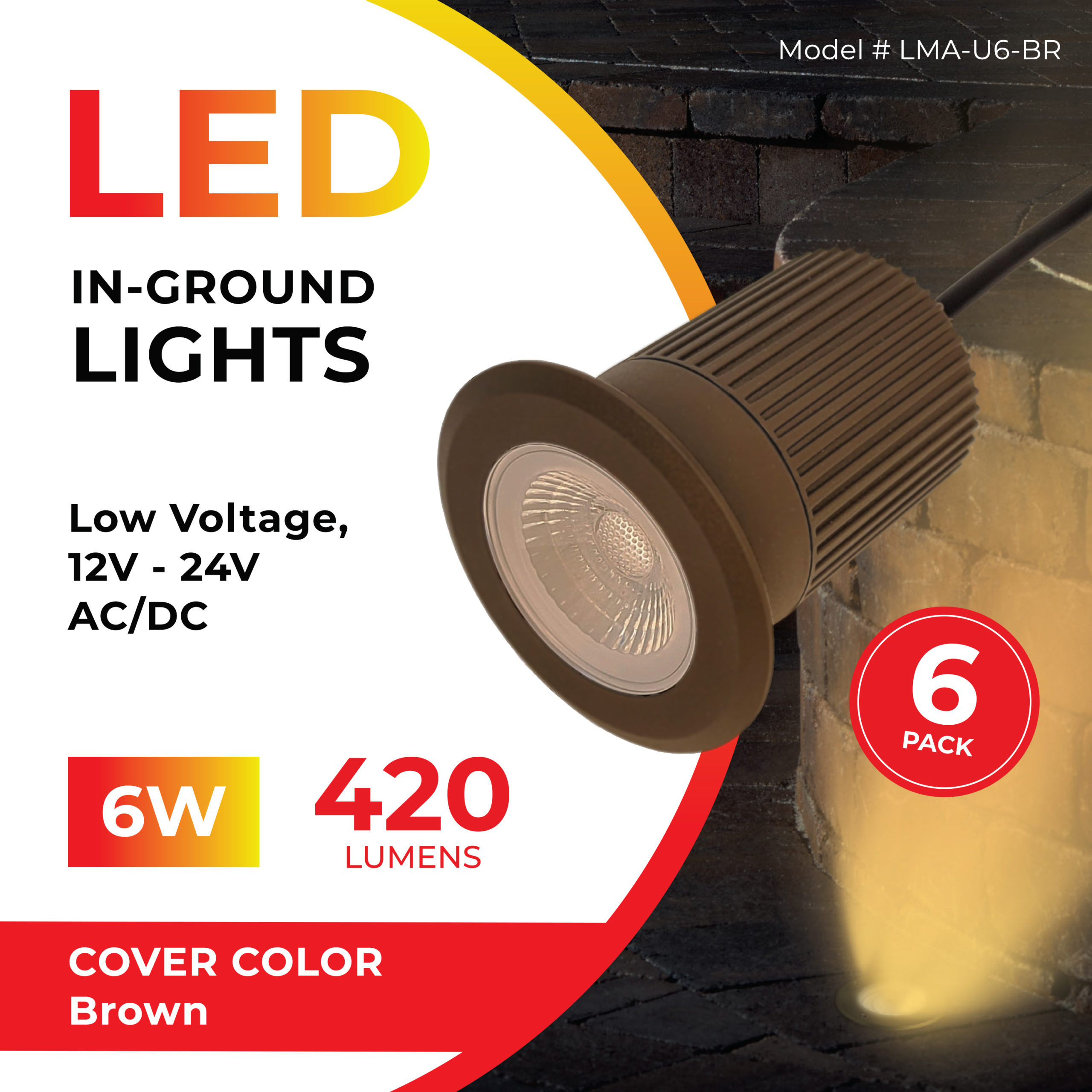 GreenLighting 6 Pack 100 Lumen Low Voltage Multi-Color LED Pathway Lights