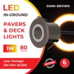 LED In-Ground Pavers Ambiance Lights, Ring Light Effect. Ideal for Decks, Driveways, Patios, Brown Color, 6-Pack - Image 3