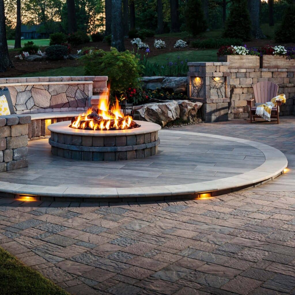 LED Hardscape Lights around Fire Pits