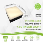 Paver Light 4×4 Inch, 2700K Brick Lighting For Pavers, Driveway, Pathway Patio, & Garden, 12V Waterproof IP67, Drive-Over Rated - Image 2