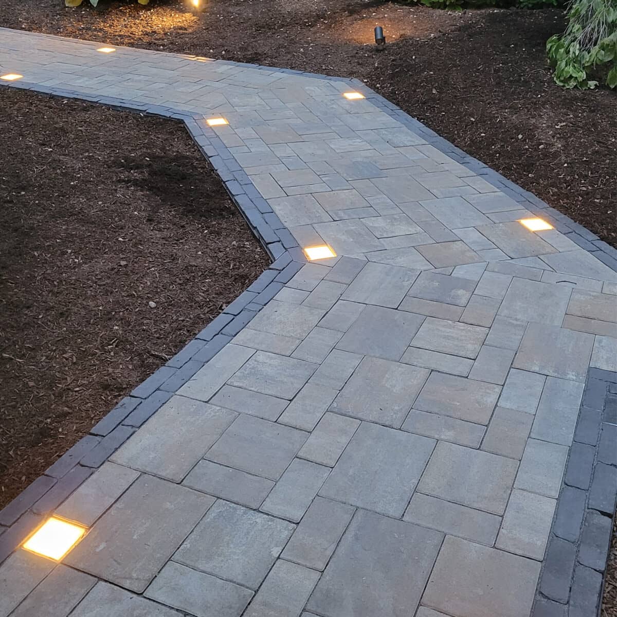 Decorative Paver Light Illuminating Walkway