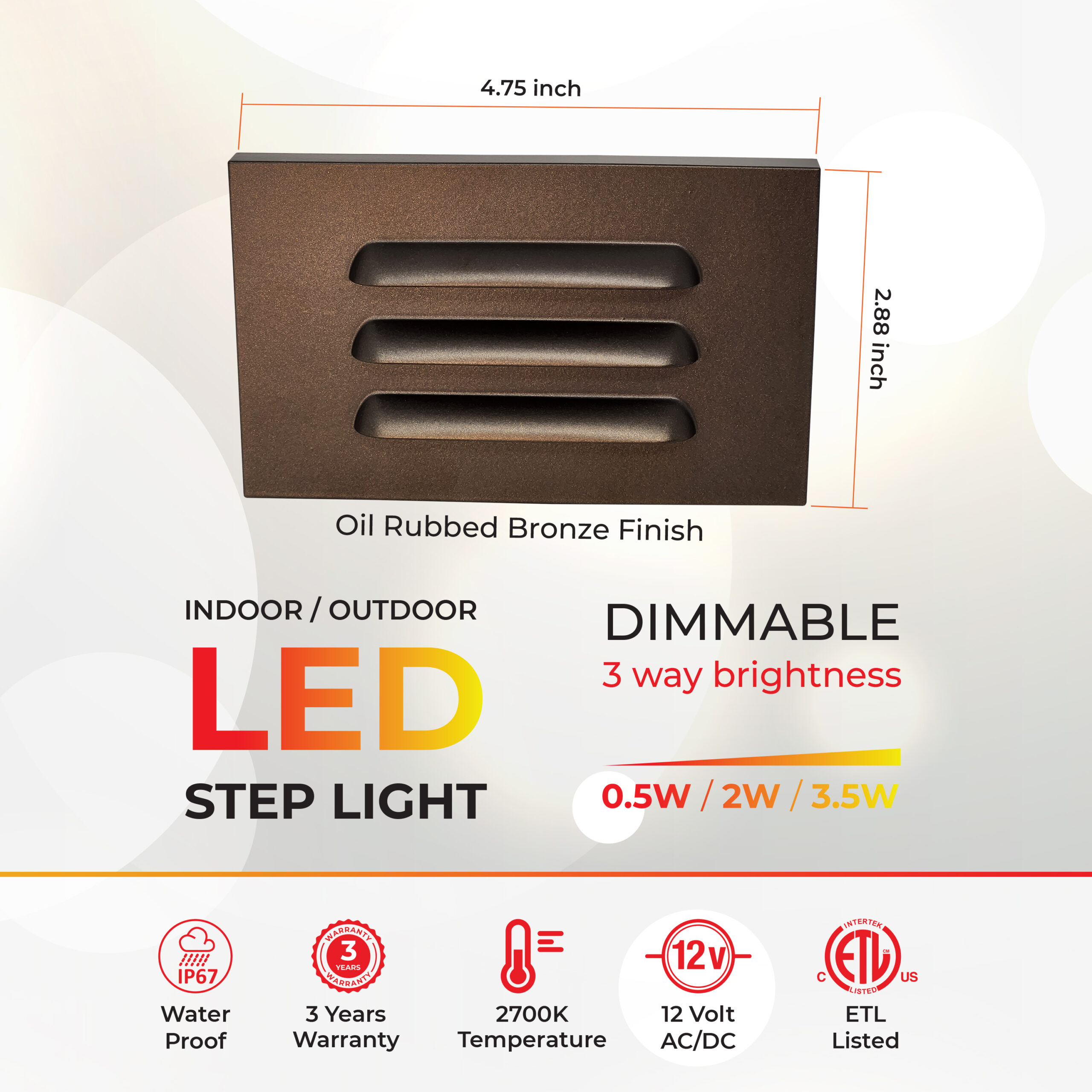 SUNVIE Low Voltage Step Lights Outdoor 5W LED Stair Lights with Horizontal  Louve