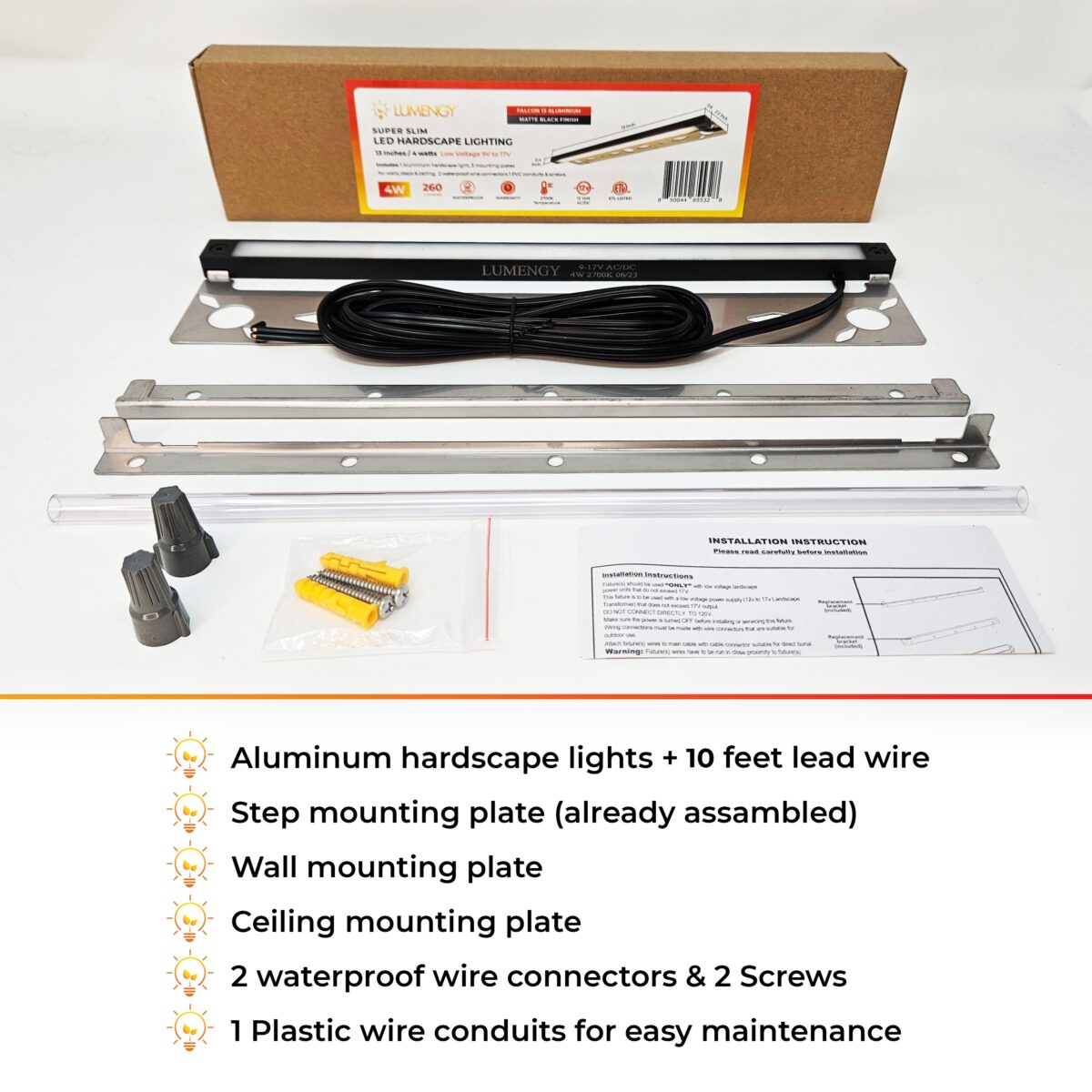 Comprehensive Hardscape Lighting Kit with Aluminum Fixtures