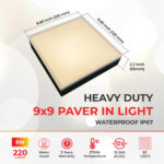 Dimensions of the 9x9 Inch Glare-Free Paver Light - Perfect fit for standard 9x9 inch pavers (8.85 inch x 8.85 inch)