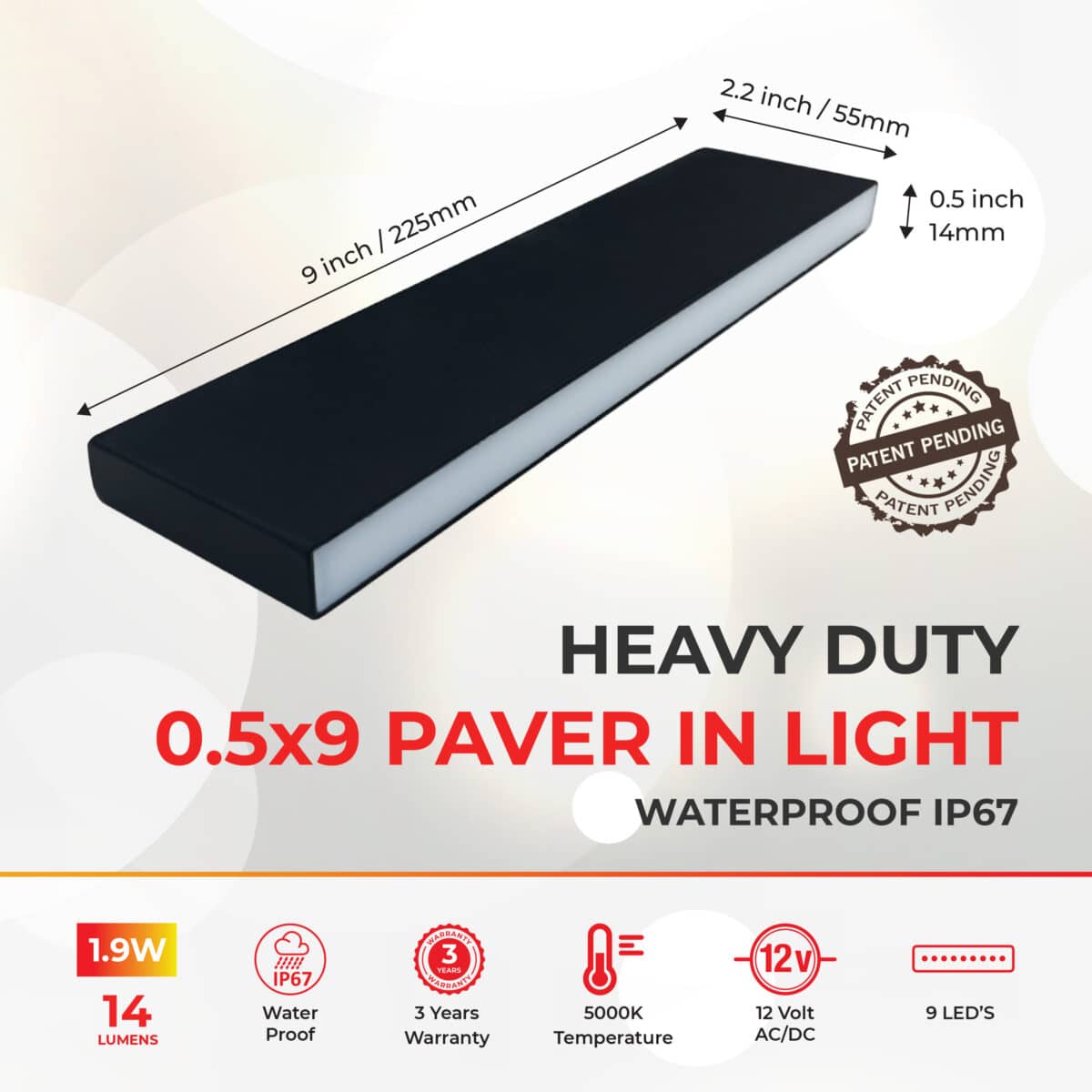 Lumengy Paver Light 0.5x9 5000K 2-pack offers sleek and efficient lighting for outdoor spaces.
