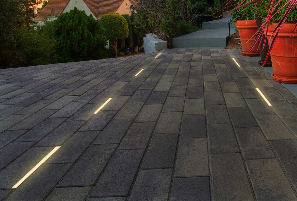Driveway with Lumengy Paver Lights