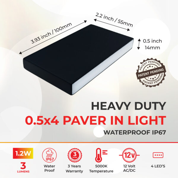 Compact Dimensions of Lumengy Paver Light Slim 0.5x4 Inch