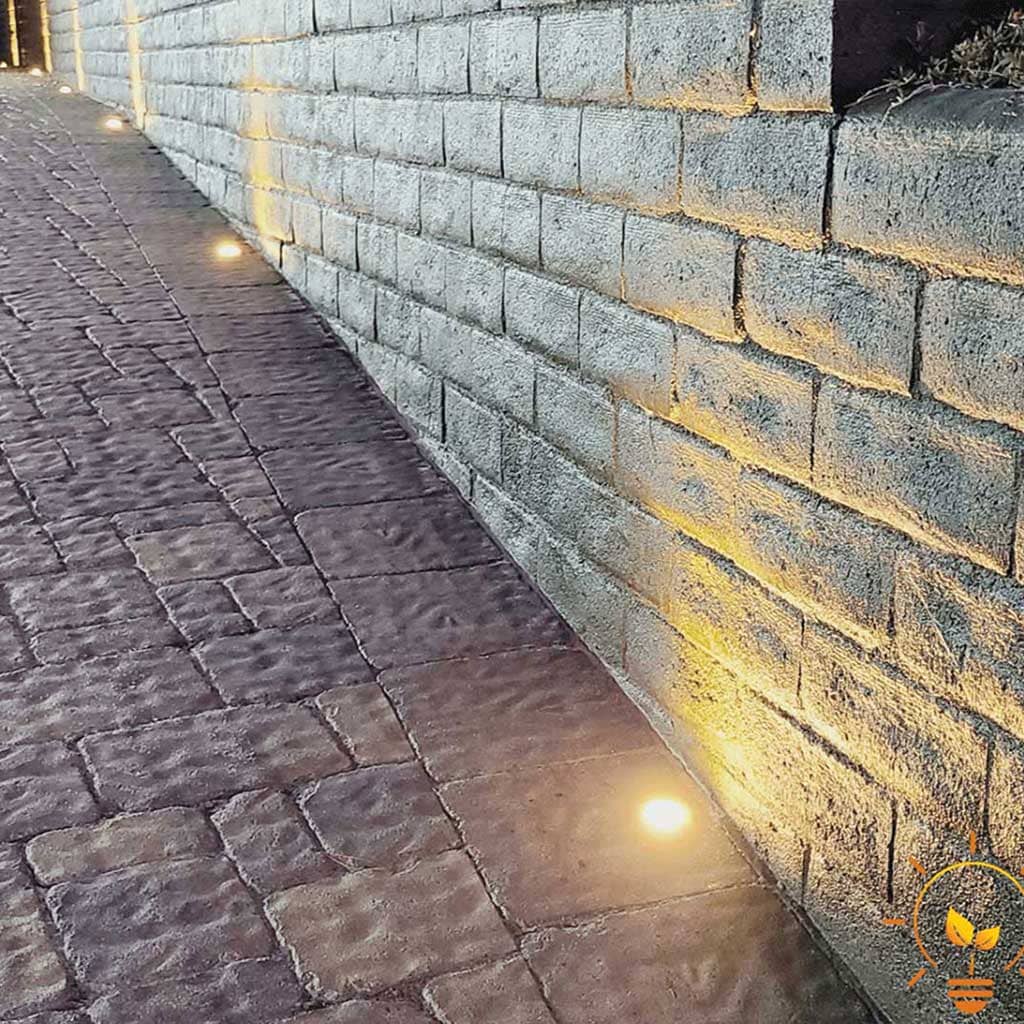 Low Voltage Pavers Illuminate Walls