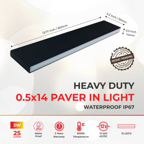 Waterproof Slim Paver Light - 0.5x14 Inch - IP67