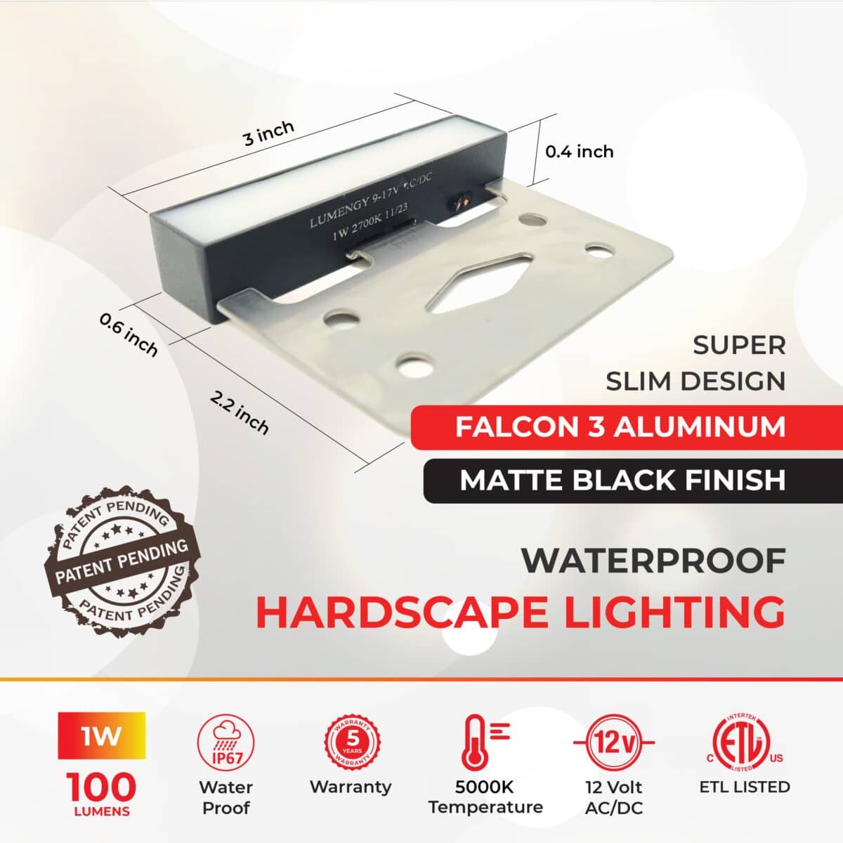 Lumengy Super Slim Hardscape Lights, 3-inch, available in a 2-pack, offer a sleek and efficient lighting solution for outdoor hardscapes.