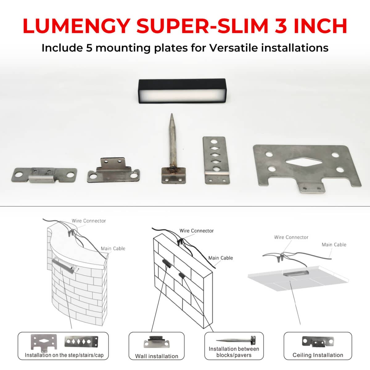Lumengy Super Slim Hardscape Lights, 3-inch, available in a 5-pack, are perfect for adding sleek and efficient lighting to outdoor hardscape designs.