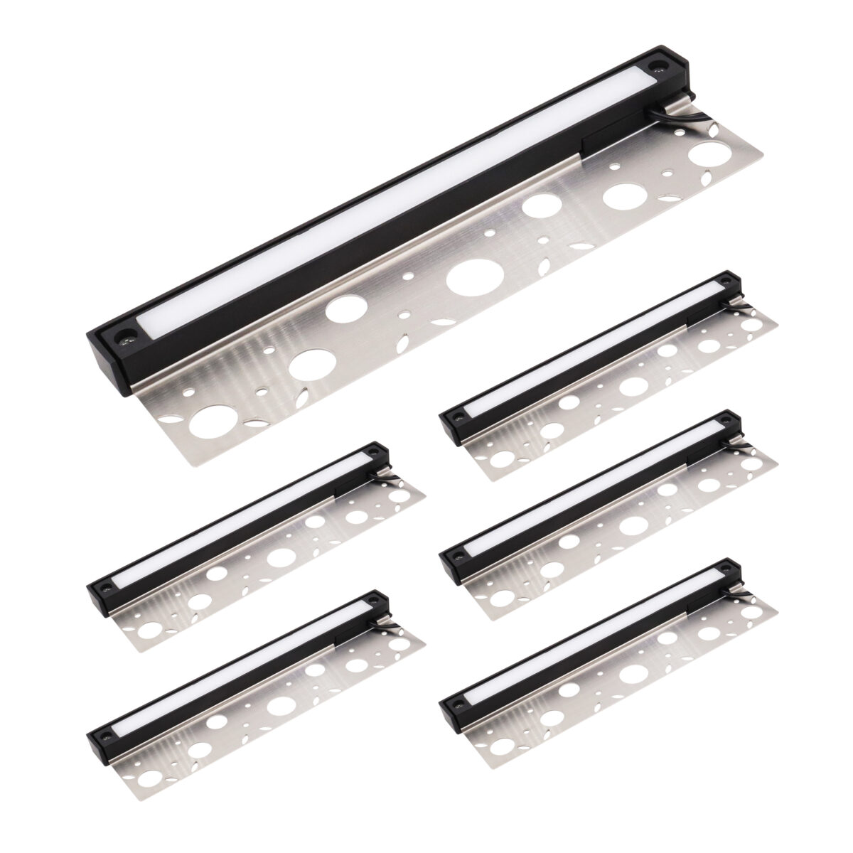 12 inch LED Hardscape Light, 1-4 Watts Dimmable, Easy Replaceable Feature, 3 Mounting Plates For Retaining Walls & Outdoor Paver Steps Lighting, 50K Hours Lifespan, Black Finish (6-pack) - Image 1