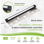 12 inch LED Hardscape Light, 1-4 Watts Dimmable, Easy Replaceable Feature, 3 Mounting Plates For Retaining Walls & Outdoor Paver Steps Lighting, 50K Hours Lifespan, Black Finish (6-pack) - Image 2