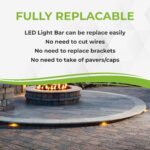 12 inch LED Hardscape Light, 1-4 Watts Dimmable, Easy Replaceable Feature, 3 Mounting Plates For Retaining Walls & Outdoor Paver Steps Lighting, 50K Hours Lifespan, Black Finish (6-pack) - Image 6