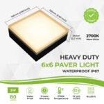 Heavy duty 6x6 LED paver light with 2700K warm white, waterproof IP67, 12V AC/DC, 80 lumens, 16 LEDs, 3W, outdoor pathway and patio lighting