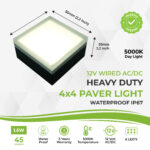 Paver Light 4×4 Inch 5000K daylight LED brick lighting for pavers driveway patio and garden waterproof IP67 heavy duty 12V drive over rated