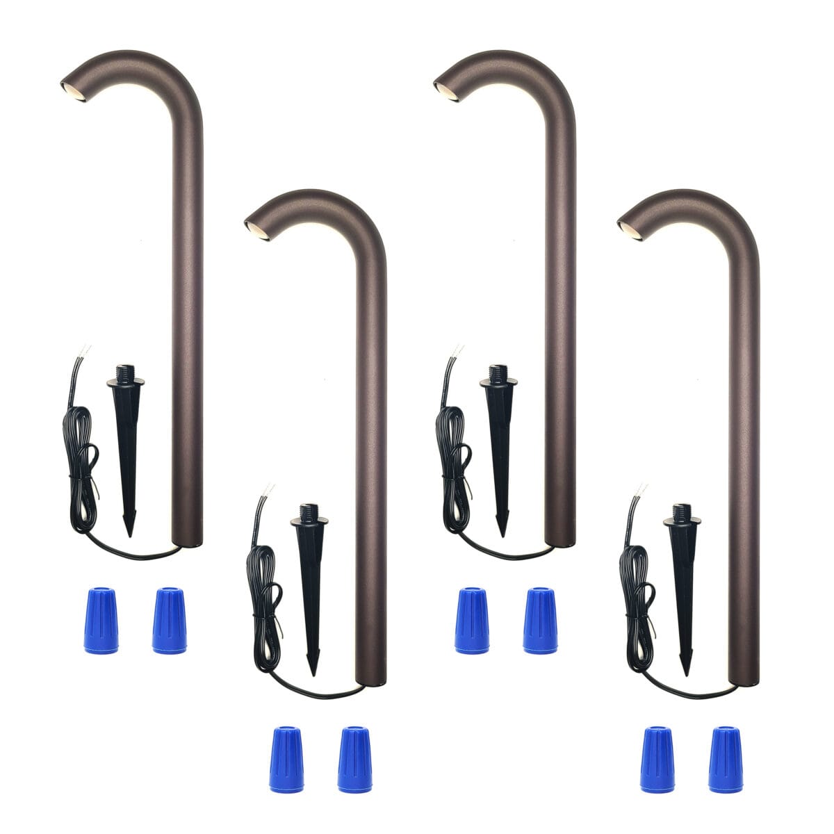 3W LED Landscape Bollard Path Light, Modern Curved Design, 12V Low Voltage, IP67 Waterproof, for Pathways, Driveways and Walkways, Brown Finish (4 Pack) - Image 7