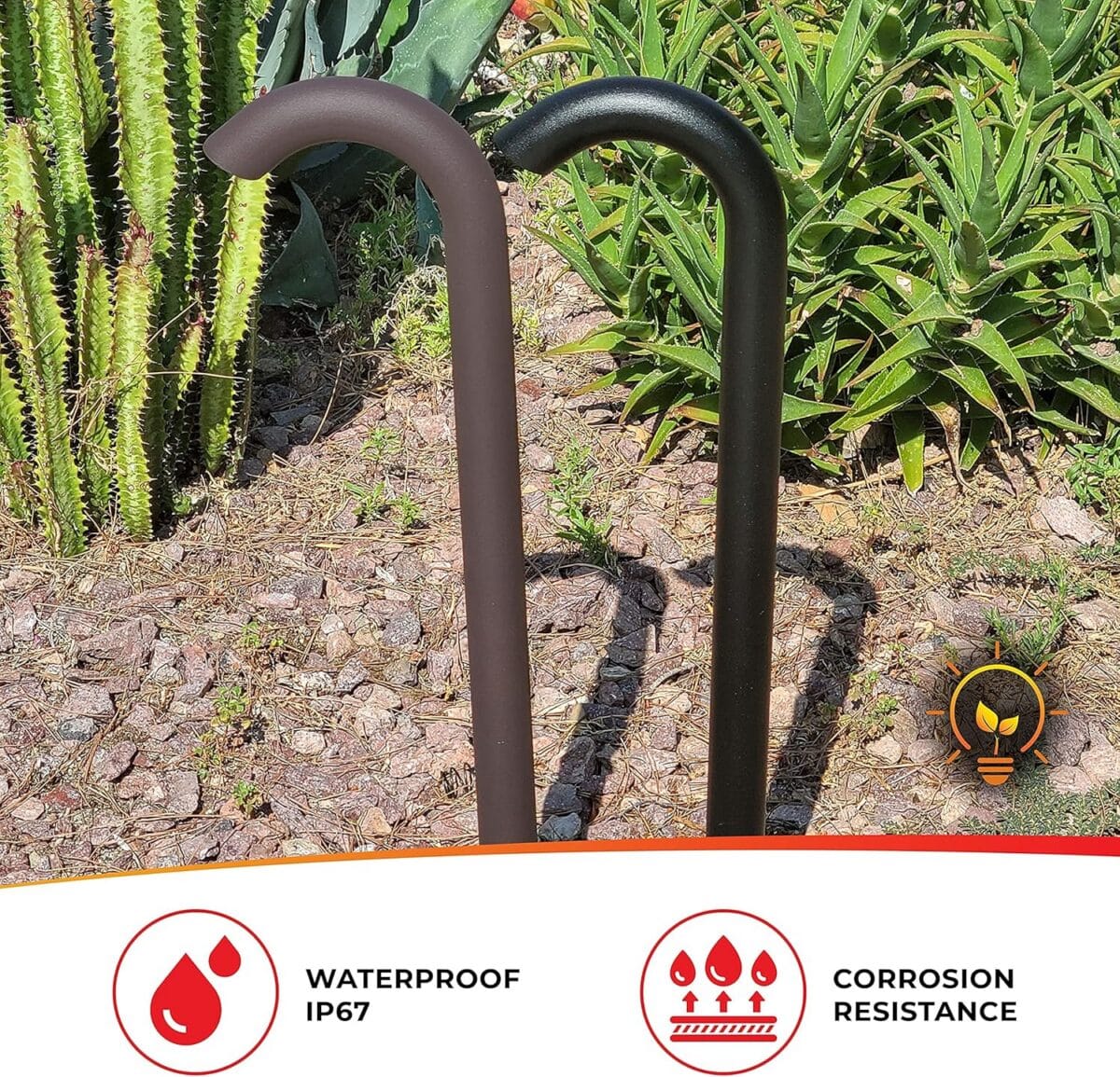 3W LED Landscape Bollard Path Light, Modern Curved Design, 12V Low Voltage, IP67 Waterproof, for Pathways, Driveways and Walkways, Brown Finish (4 Pack) - Image 9