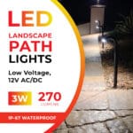 3W LED Landscape Bollard Path Light, Modern Curved Design, 12V Low Voltage, IP67 Waterproof, for Pathways, Driveways and Walkways, Brown Finish (4 Pack) - Image 2