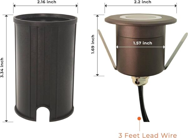 LED In-Ground Pavers Ambiance Lights, Ring Light Effect. Ideal for Decks, Driveways, Patios, Brown Color, 6-Pack - Image 4