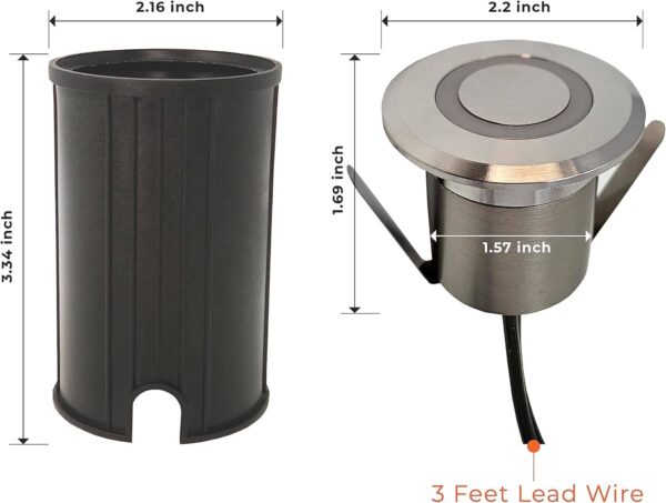 LED In-Ground Pavers Ambiance Lights, Ring Light Effect. Ideal for Decks, Driveways, Patios, Stainless Steel Color, 6-Pack - Image 6