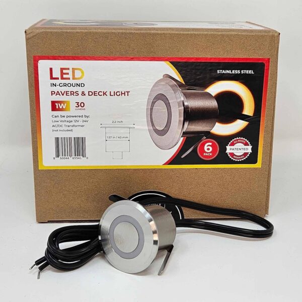 LED In-Ground Pavers Ambiance Lights, Ring Light Effect. Ideal for Decks, Driveways, Patios, Stainless Steel Color, 6-Pack - Image 12