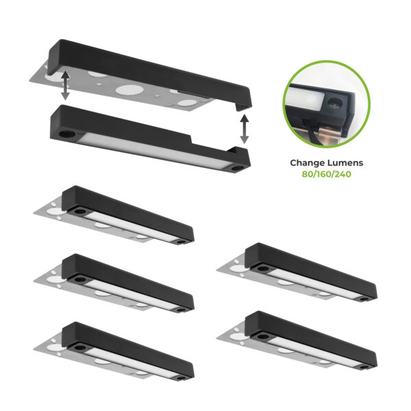7 inch LED Hardscape Light, 1-3 Watts Dimmable, 5000K, Easy Replaceable Feature, 3 Mounting Plates For Retaining Walls & Outdoor Paver Steps Lighting, 50K Hours Lifespan, Black Finish (6-pack) - Image 6