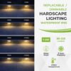 12 inch LED Hardscape Light, 1-4 Watts Dimmable, 2700K, Easy Replaceable Feature, 3 Mounting Plates For Retaining Walls & Outdoor Paver Steps Lighting, 50K Hours Lifespan, Black Finish (6-pack) - Image 3