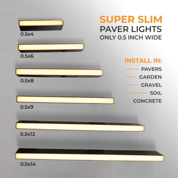 Paver Light Slim 0.5x4 Inch, 2700K Linear Lighting for Driveways, Walkways and Paver Borders 12V, IP67 Waterproof, Drive-Over Rated - Image 9