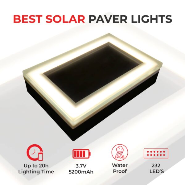 Solar Paver Light 6×9 inch, 2700K Up to 12 Hours of Continuous Lighting, Stainless Steel, Glare-Free for Driveways & Garden, Waterproof & Drive-Over - Image 5
