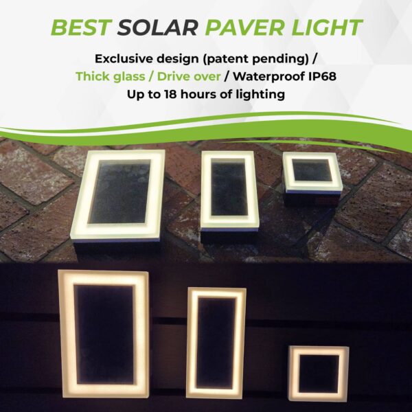 Solar Paver Light 4×8 inch, 2700K Warm White, Up to 12 Hours of Continuous Lighting, Stainless Steel, Glare-Free for Driveways & Garden, Waterproof & Drive-Over - Image 10