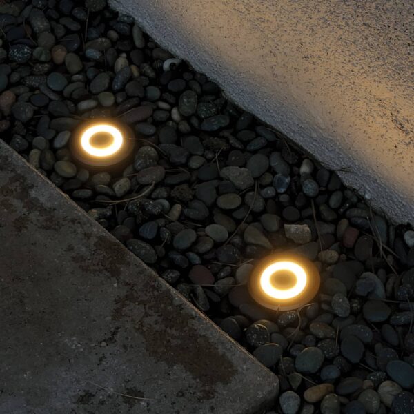 LED In-Ground Pavers Ambiance Lights, Ring Light Effect. Ideal for Decks, Driveways, Patios, Stainless Steel Color, 6-Pack - Image 7
