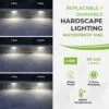 7 inch LED Hardscape Light, 1-3 Watts Dimmable, 5000K, Easy Replaceable Feature, 3 Mounting Plates For Retaining Walls & Outdoor Paver Steps Lighting, 50K Hours Lifespan, Black Finish - Image 3
